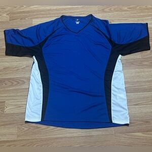 DTI Blue Soccer Jersey w/Black & White Design - Size Adult Small
